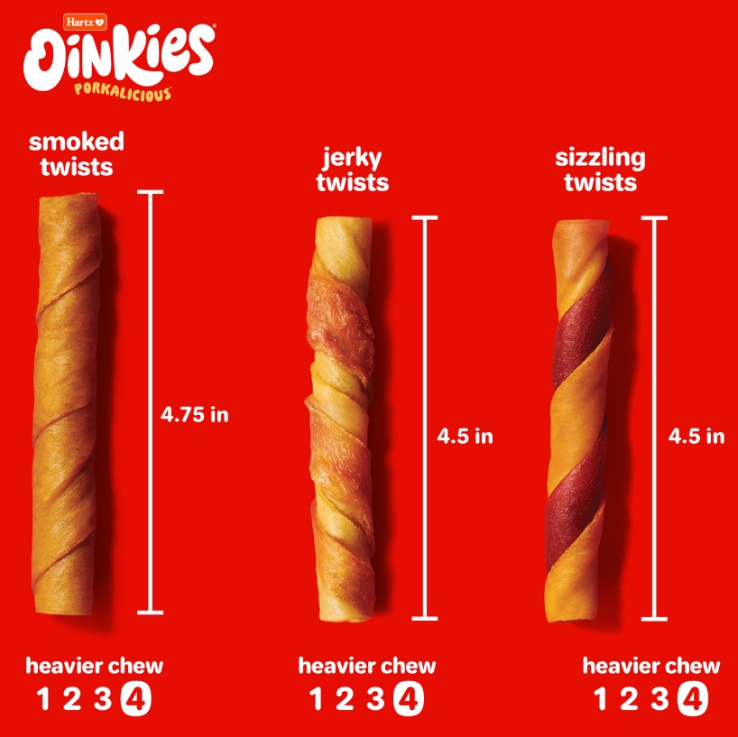 Hartz Oinkies Real Meaty Chews Bacon-Wrapped Twists
