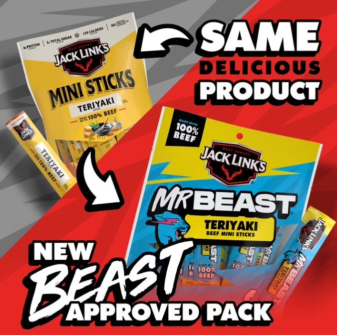 Jack Link's Mr. Beast Teriyaki Mini Sticks, 4 oz. (8 per case)