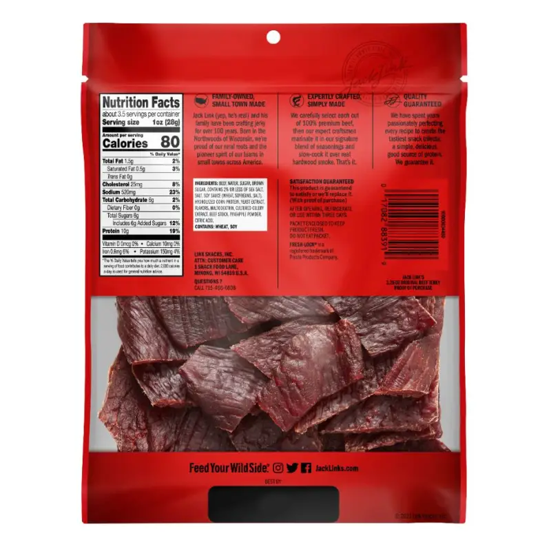 Jack Link’s Original Beef Jerky 3.25 oz. bag - Sweets N Snacks
