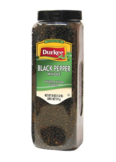 Durkee Whole Black Pepper, 18 oz. (6 per case)