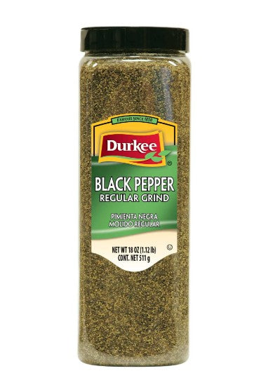 Durkee Regular Grind Black Pepper, 18 oz. (6 per case)