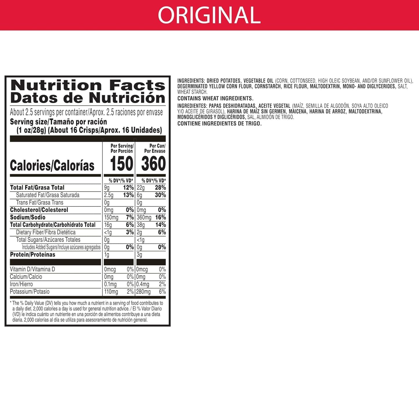 Kellogg Pringles Original, Large (Case of 12)