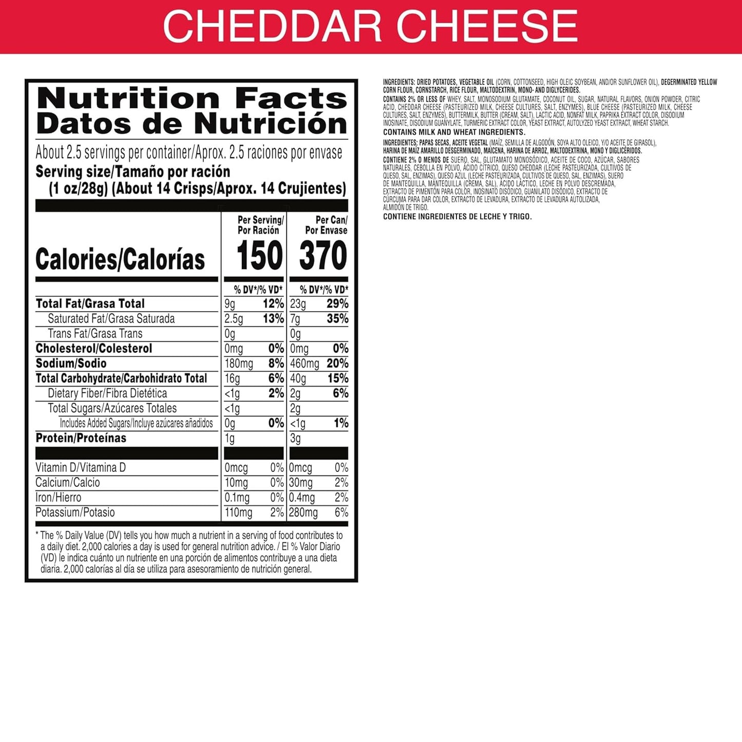 Kellogg Pringles Cheddar Cheese, Large