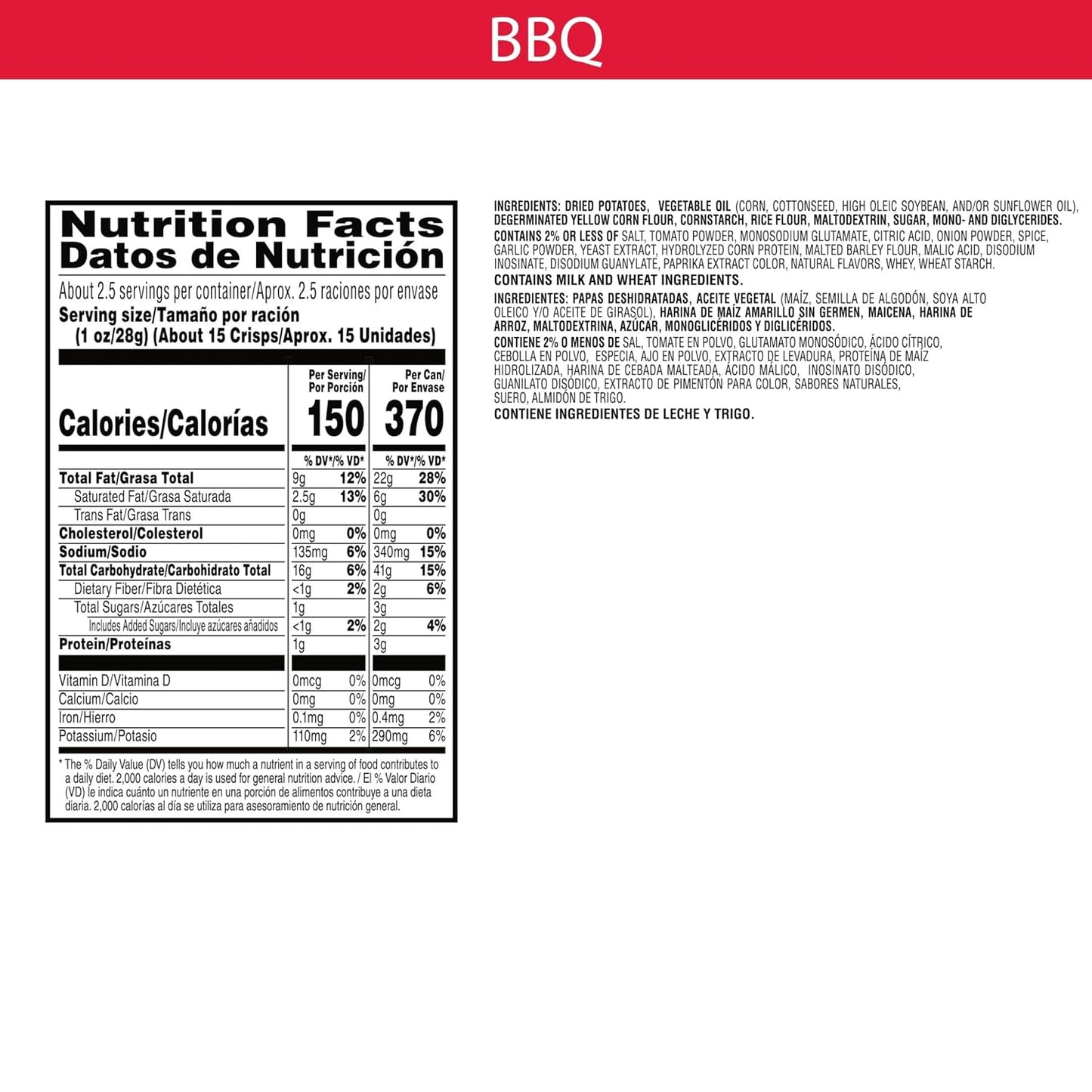 Kellogg Pringles BBQ, Large (Case of 12)