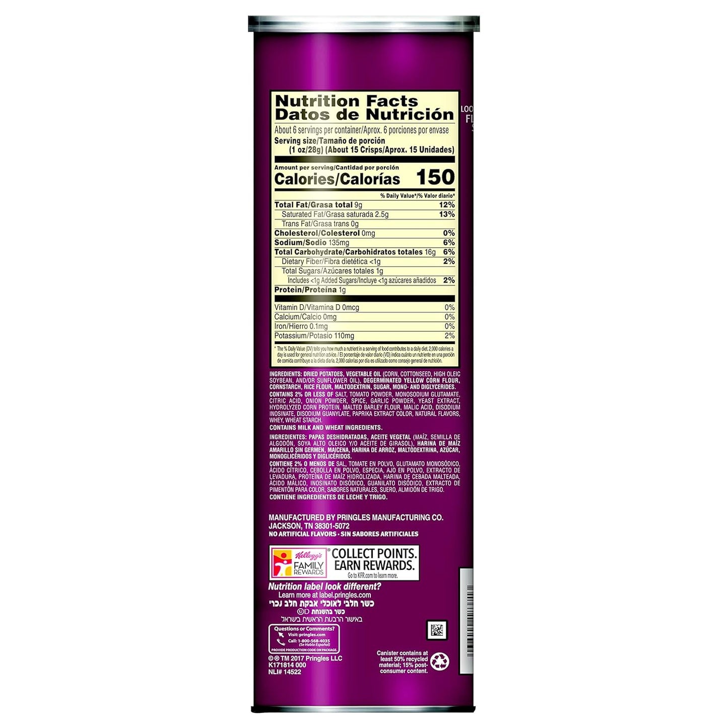 Kellogg's Pringles BBQ, Super Stack (14 per case)