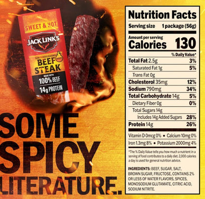 Jack Link's Sweet & Hot Steak Strips, 2 oz. (144 per case)
