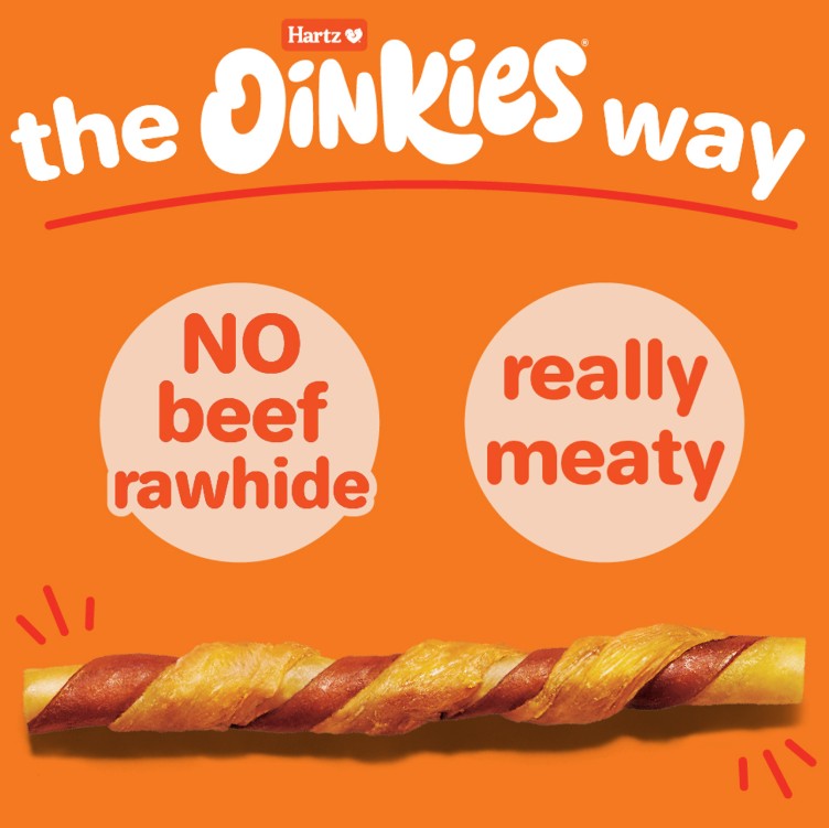 Hartz Oinkies Real Meaty Chews Hearty Twists