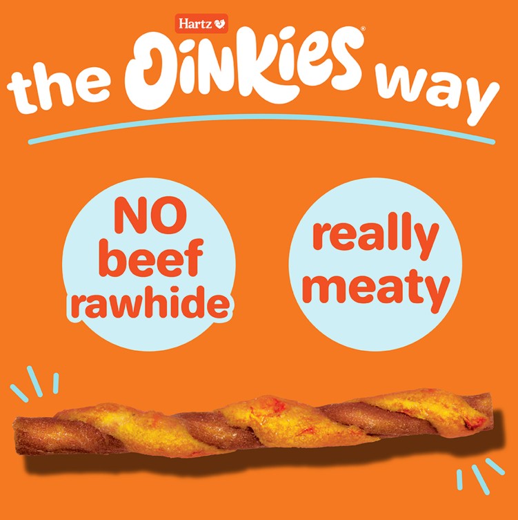 Hartz Oinkies Real Meaty Chews Tender Bullies