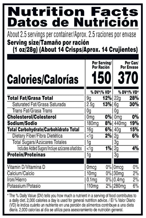 Kellogg Pringles Salt & Vinegar, Large (Case of 12)