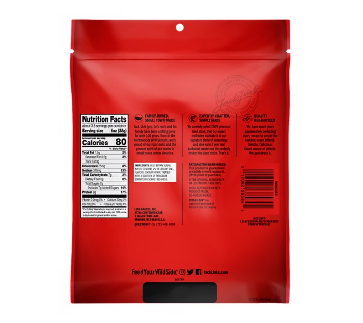 Jack Link's Original Beef Tender Bites, 3.25 oz. (8 per case)