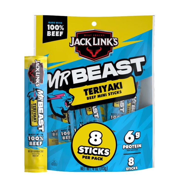 Jack Link's Mr. Beast Teriyaki Mini Sticks, 4 oz. (8 per case)