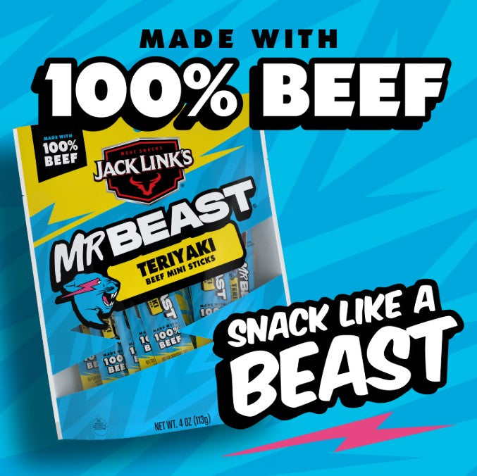 Jack Link's Mr. Beast Teriyaki Mini Sticks, 4 oz. (8 per case)