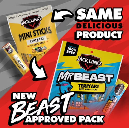 Jack Link's Mr. Beast Teriyaki Mini Sticks, 4 oz. (8 per case)
