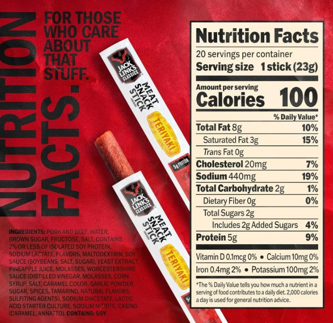Jack Link's Teriyaki Sticks, 0.8 oz. (120 per case)