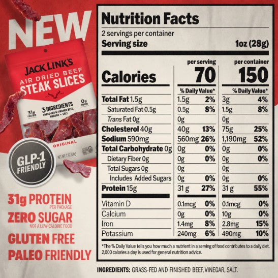 Jack Link's JL3 Original Air Dried Steak Strips, 2 oz. (8 per case)