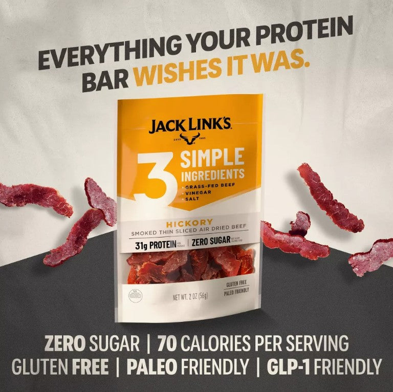 Jack Link's JL3 Hickory Air Dried Steak Strips, 2 oz. (8 per case)