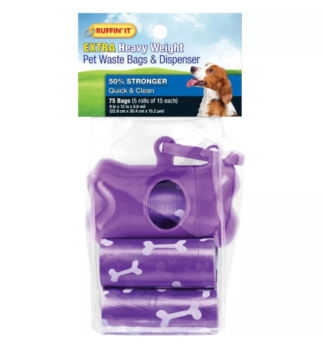 Ruffin' It Pet Waste Bags with Dispenser (72 per case)