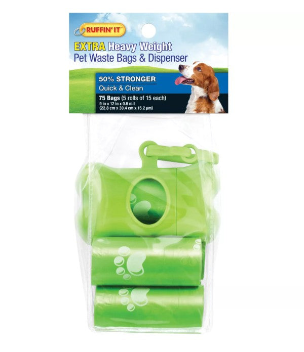 Ruffin' It Pet Waste Bags with Dispenser (72 per case)