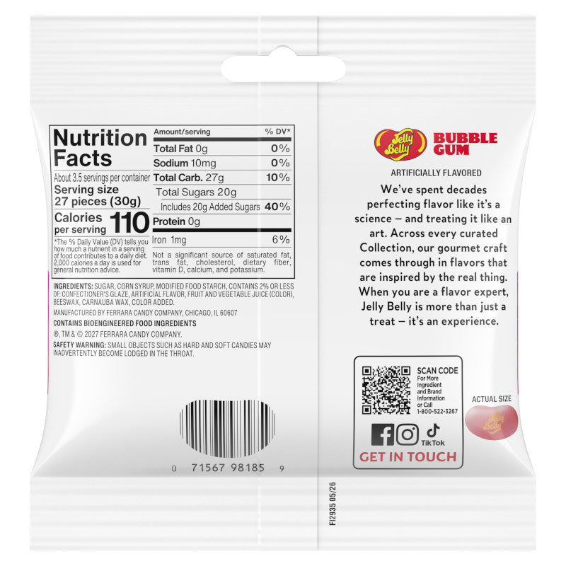 Jelly Belly Bubble Gum Jelly Beans, 3.5 oz. (12 per case)