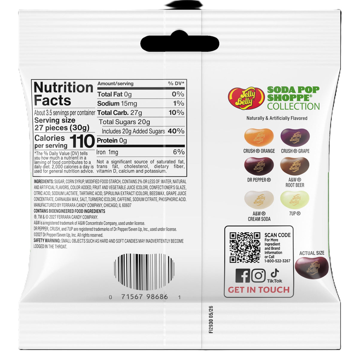 Jelly Belly Soda Pop Shoppe Jelly Beans, 3.5 oz. (12 per case)