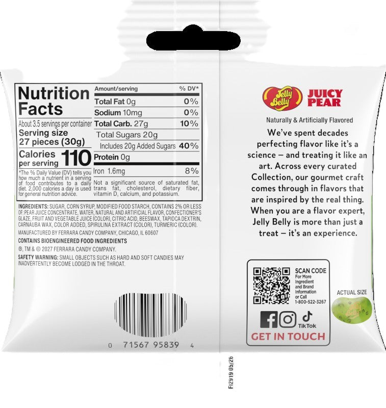 Jelly Belly Juicy Pear Jelly Beans, 3.5 oz. (12 per case)