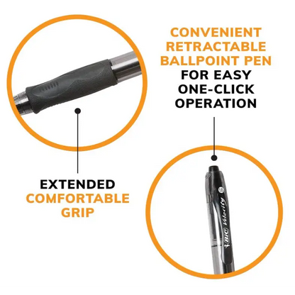 BIC Velocity Bold Retractable Black Ballpoint Pen Bold Point 2 Pack