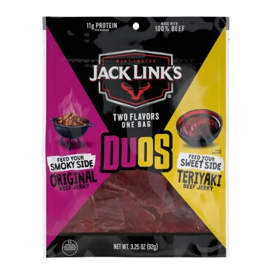Jack Link’s Duos Original and Teriyaki Beef Jerky 3.25 oz. Bag