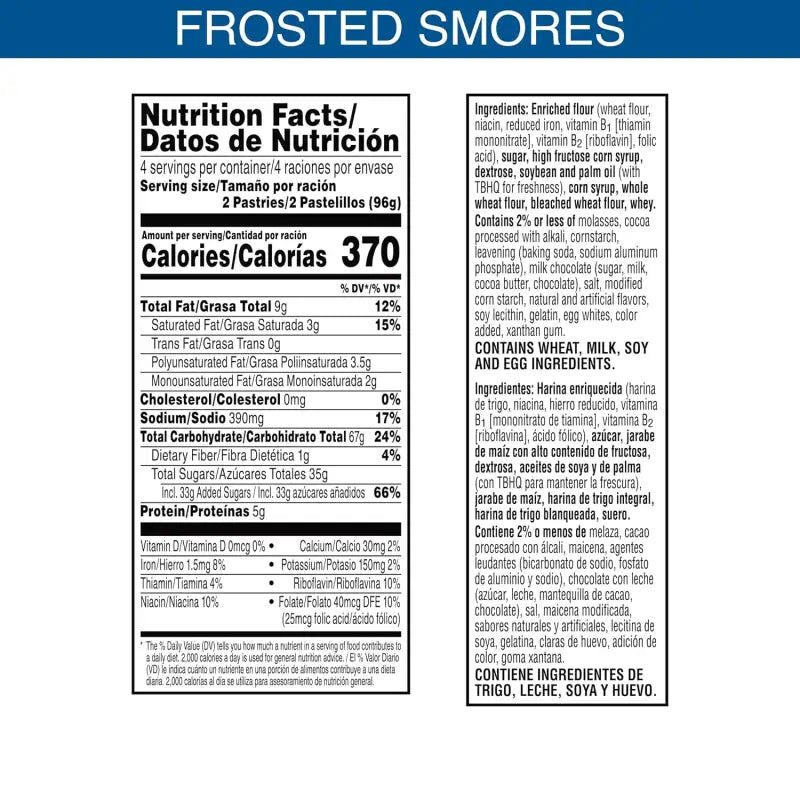 Kellogg’s S’mores Pop Tarts 4 Pack 8 Pastry Count (22279)